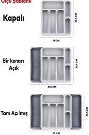 Resim COVEREST Çift Taraflı Ayarlanabilir Organizer Çekmece Içi Kaşıklık Uzayabilen Çatal Bıçaklık Düzenleyici 