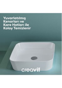 Resim Creavit Loop Kare Çanak Lavabo 40 Cm Beyaz Lp040-00cb00e-0000 