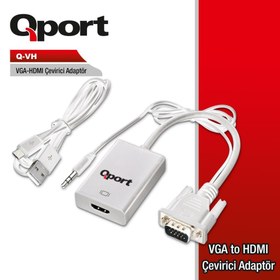 Resim Q-PORT VGA --- HDMI ÇEVİRİCİ (SES KABLOLARI) 