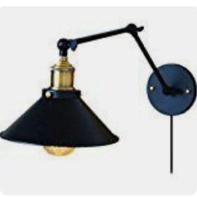 Resim Mediterian Şık Siyah Metal Fişli Kablolu Anahtarlı Okuma Lambası, Yatak Başı Aydınlatması 