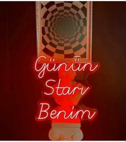 Resim Dekoraven Günün Starı Benim Neon Yazı Kafe Güzellik Merkezi Kuaför Neon Tabela(50X50Cm), günstarravred 