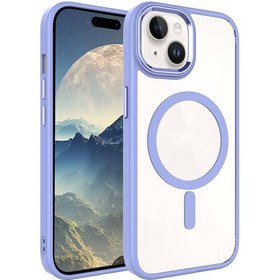 Resim İphone 15 Plus Uyumlu Wireless Şarj Özellikli Zore Krom Magsafe Silikon Kılıf-lila Lila 