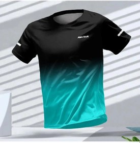 Resim Snapbuy Erkek Unisex Degrade Desenli Spor T-shirt, Rahat Ve Hızlı Kuruyan Kısa Kollu Tişörtfildişi Fildişi 