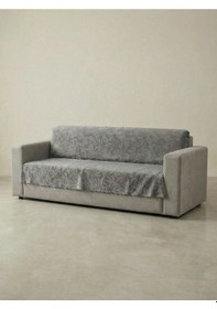 Resim Sofline Kaymaz Tabanlı Tay Tüyü Çekyat, Koltuk, Kanepe Örtüsü Gri Renk 175x210cm Gri 