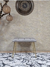 Resim Zafir Metal Gold Tel Ayaklı 60 Cm Puf Bench - Puf - Bench - Oturak - Mutfak Oturağı - Antre Oturağı Gri 