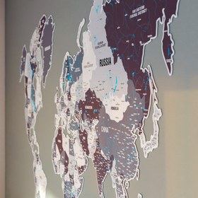 Resim Renkli UV Baskı Metal Dünya Haritası (Nimbus) - 110 x 70 cm 