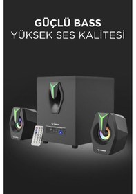 Resim Torima D38 Siyah Bluetooth Hoparlör 2in1 Subwoofer Rgb Işıklı Bilgisayar Hoparlörü Speaker 