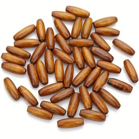 Resim 200 adet 15x7mm Zeytin Şekilli Kahverengi Ahşap Boncuk - DIY Takı Yapımı, Vintage Küpeler, Bilezikler, Kolyeler ve Saç Aksesuarları için Doğal Dokulu Elips Şekilli Boşluk Boncukları, El Yapımı Aksesuarlar, Rustik Tarz, Pürüzsüz Bitiş 