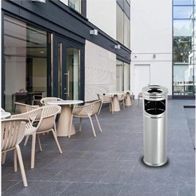 Resim Modern Paslanmaz Çelik Ayaklı Dış Mekan Kolon Küllük, Şık ve Dayanıklı Tasarım 