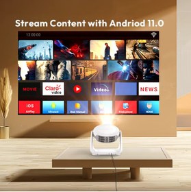 Resim Aırstorr Airstorr K1 1080P 5G WiFi Taşınabilir Projektör 4K HD Video Ev Sineması Projektörü 