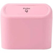 Resim Miu Oto Araç Çöp Kutusu Yaylı Kapaklı Sıvı Geçirmez Çöp Kovası Pembe Renk 