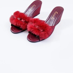 Resim Kadın Kalın Topuklu Tüylü ve Taşlı Şık Günlük Ev Terliği Çeyiz Terliği Süslü Doğum Misafir Gelin Terliği 