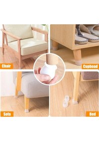 Resim Kaydırmaz Ve Çizdirmez Silikon Masa Sandalye Mobilya Ayağı Koruyucuları 12 Adet Beyaz 