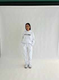 Resim Ellore Australia Eşofman Takımı Sweatshirt Jogger - Beyaz Baskılı Oversize Şardonlu Kapüşonlu Beyaz 