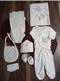 Resim Petite Ponponbaby 10 Lu Hastane Çıkışı Seti Kelebek Desenli Beyaz 