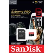 Resim Sandisk Extreme Pro 128GB 200mb/s MicroSDXC Hafıza Kartı 