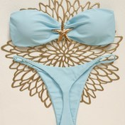 Resim Tek Renkli Moda Mayo Takımı ve Denizyıldızı Aksesuarlı Bikini 