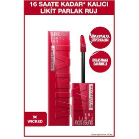 Resim Maybelline New York Super Stay Vinyl Kalıcı Likit Parlak Ruj 50 Wicked 