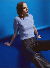 Resim 10651 Yün Karışımlı Kısa Kollu Kazak-indigo M. İndigo M. 