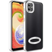 Resim M.TK Moveteck Samsung Galaxy A03 Kılıf Kamera Lens Korumalı Yazı ve Logo Gösterir Parlak Halkalı Şeffaf 