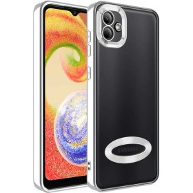 Resim M.TK Moveteck Samsung Galaxy A03 Kılıf Kamera Lens Korumalı Yazı ve Logo Gösterir Parlak Halkalı Şeffaf 