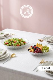 Resim Selen Concept Helis Model Büyük Boy El Yapımı Cam Salata Kasesi ve Meyvelik 2'li Set 