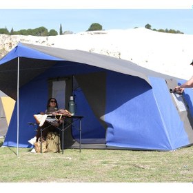 Resim 3 Odalı Kamp Çadırı 6-8 Kişilik Kapı Sineklikli Mavi - Gri 