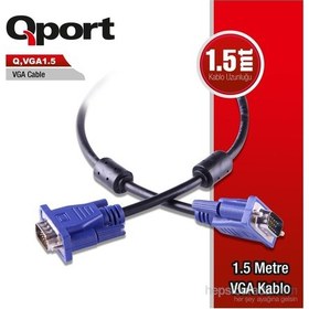 Resim Qport Q-Vga1.5 15 Pin Filtreli 1.5Metre Erkek Erkek Monitör Kablo 