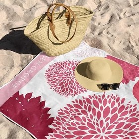 Resim Helen George Valencia - Pembe Beyaz Oversize Plaj Havlusu 