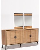 Resim Modalife Megan 4 Kapaklı Aynalı Konsol Meşe 