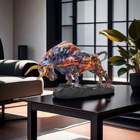 Resim 1 Adet Göz Alıcı Wall Street Esintili Bronz Boğa Heykeli - Cesaret, Zenginlik ve Güç Sembolü | Ev & Ofis Dekoru İçin Şık Reçine Sanat Heykeli 