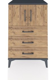 Resim Hyperion Komodin Tek Raflı 3 Çekmeceli 2 Kapaklı 60x44x96 Antrasit-çam Antrasit 