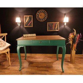 Resim Wooding-Mobilya Wooding 100 Cm Çekmeceli Masif Yeşil Naturel Çalışma Masası 