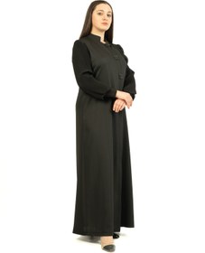Resim derin store Pliseli, Hakim Yaka, Taş düğme Detaylı Modern Ferace 