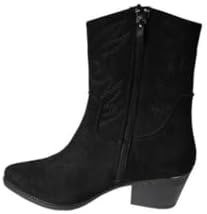 Resim YAZKIŞ Kadın Siyah Taba Süet Üzeri Desenli 5cm Kalın Topuk Kovboy Botu Siyah 36 EU 