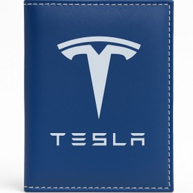 Resim TKY Tasarımı Kendin Yap Tesla Logolu Deri Ruhsat Kabı – Şık Araç Evrak Kabı & Kimlik Kartlık 