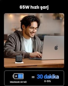 Resim UGREEN USB C şarj cihazı 65 W USB C güç kaynağı 4 port GaN Charger PD şarj cihazı MacBook Pro/Air, iPhone 14/14 Pro/14 Pro Max/13 Pro/12, iPad Pro, S23 Ultra, S23+, S23 vb. ile uyumlu 