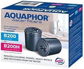 Resim Aquaphor 4600987002149 Paket 2 Kartuş B200H Sert Su için, Plastik 