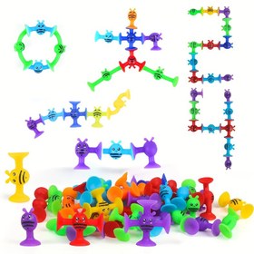 Resim 25 Adet Çocuklar İçin Silikon Emme Oyuncakları - Canlı Renkler, Duyusal & Rahatlama Yapı Blokları, 3-7 Yaş İçin Mükemmel, Seyahat & Partiler İçin İdeal, Noel, Halloween, Paskalya İçin Harika Hediye, En İyi Noel İçin 