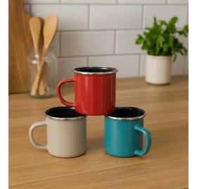 Resim UltraMint Renkli Emaye Kamp Kupası 3'lü Set, Kaliteli ve Şık Tasarım 