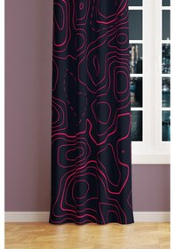 Resim Wave Fuchsia Desenli Süet Oturma Odası Salon Fon Perde Ekstrafor Büzgü Tek Kanat Prd-1097 Çok Renkli 