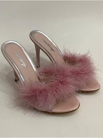 Resim mikay shoes Tüylü Topuklu Gelin Çeyiz Nişan Parti Terliği 