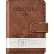 Resim Magnezli Kapanışlı Tatil Tarzı Sentetik Pasaportluk - Kahverengi Seyahat Cüzdanı Pasaport, Kimlik ve Kartlar İçin, Kolay Erişim İçin Kompakt Tasarım, Seyahat Aksesuarı | Şık Cüzdan | Sentetik Cüzdan 
