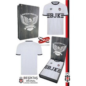 Resim Beşiktaş Orijinal Lisanslı Nostalji Beyaz Bjk Çocuk Forma + Bileklik Set Hediyelik Ahşap Kutulu Beyaz - Kırmızı - Sarı 