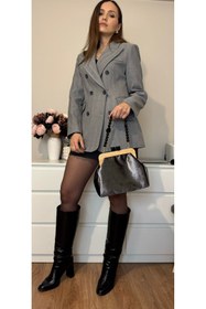 Resim VATKA STUDİO VATKA Gri Oversize Blazer Ceket 