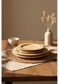 Resim Bambu Oval Servis Tabağı Seti Doğal Ahşap Şık Sunum Tabakları Farklı Boylarda Çok Renkli 