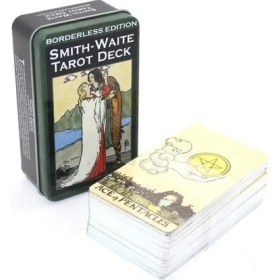 Resim Güler Kaligrafi Metal Kutulu Tarot Kartı Smith-Waite 