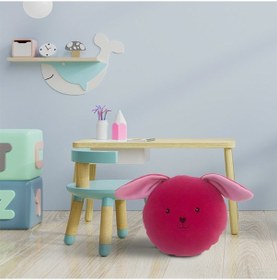 Resim Pembe Kulaklı Tavşan Yastık 33 Cm Silikon Elyaf 