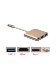 Resim Apple Uyumlu MacBook Usb 3.1 (Type-C) To Hdmi + Usb 3.0 Çevirici Kablo 