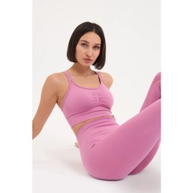 Resim Cervus Sally Kadın Pembe Düz Desenli Askılı Spor Sütyeni Bra Nefes Alabilir Kumaş ile Şık Tasarım 